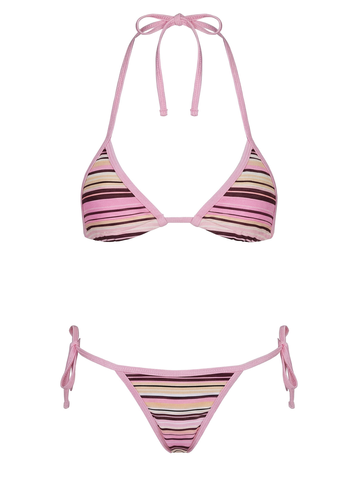 Blaylock Triangle Bikini Top Pink / Yellow Stripe