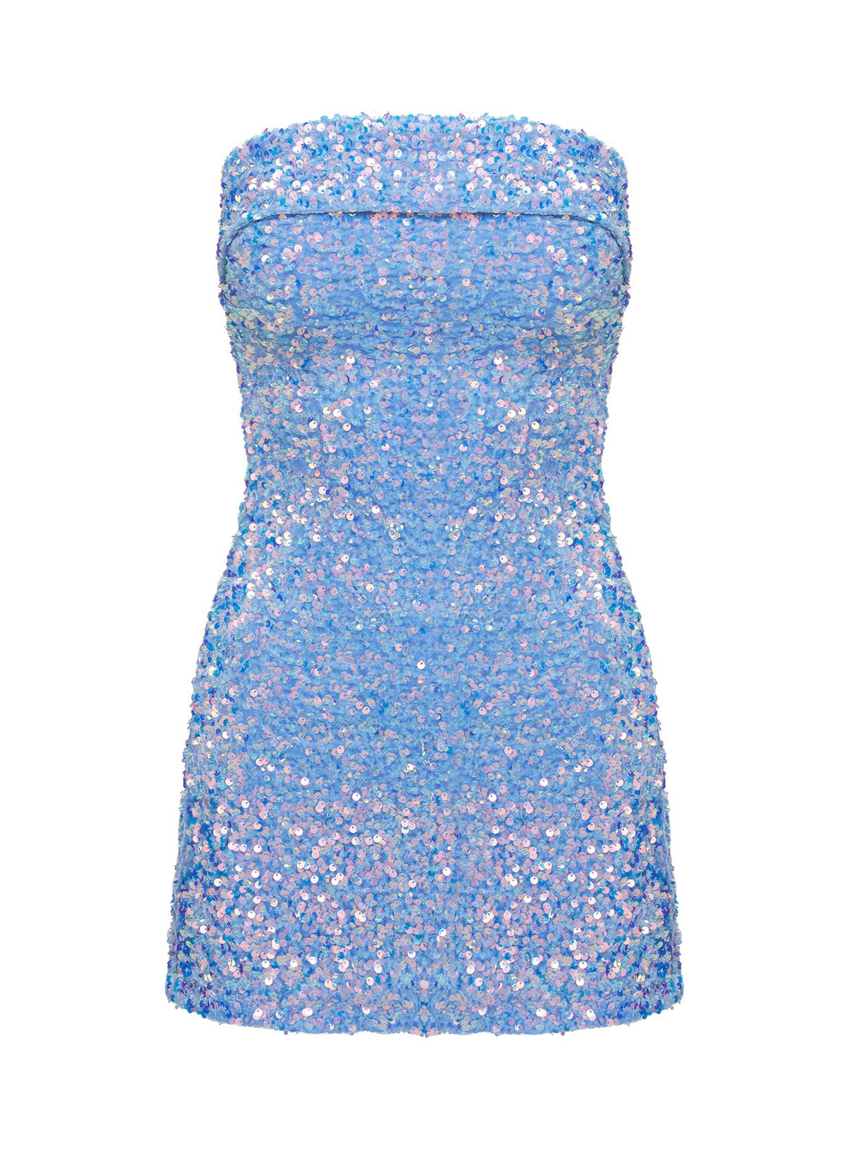 product Princess Polly Caprina Sequin Mini Dress Light Blue Straight Neck 