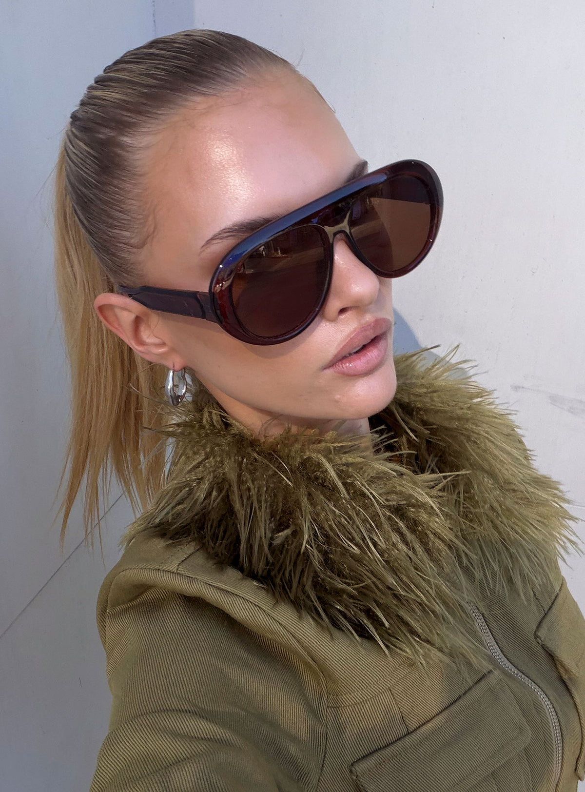 Callissa Oversized Aviator Sunglasses Brown