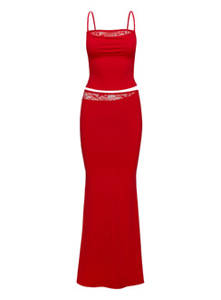 Desires Lace Detail Set Red