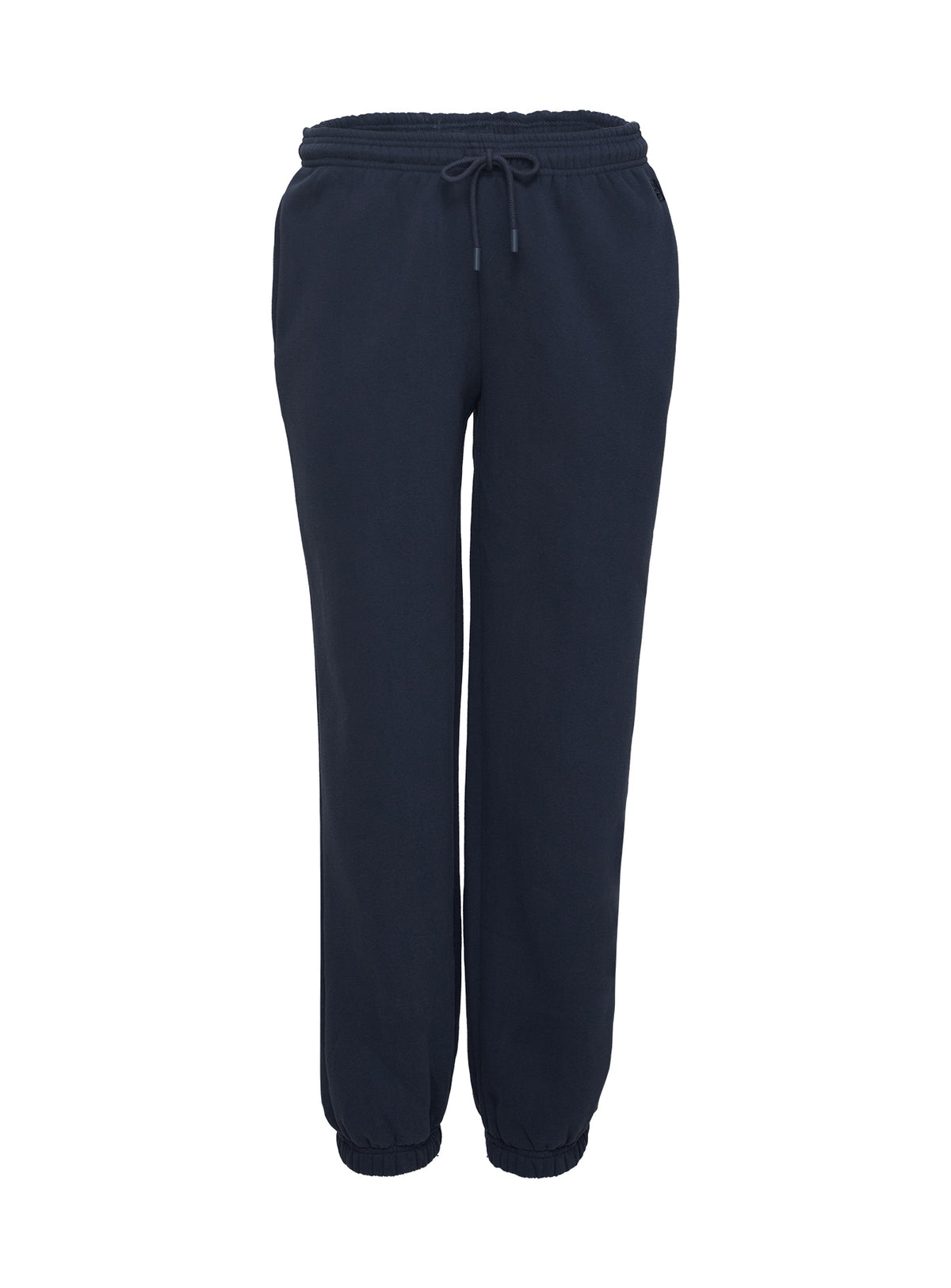 side view of model wearing Princess Polly Dream Fleece Ankle Cuff Sweatpants Navy High Rise Pants Pants 