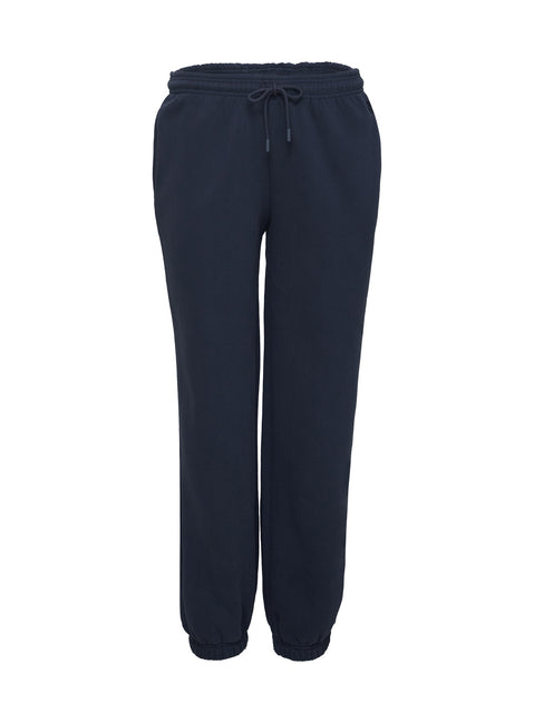 side view of model wearing Princess Polly Dream Fleece Ankle Cuff Sweatpants Navy High Rise Pants Pants 