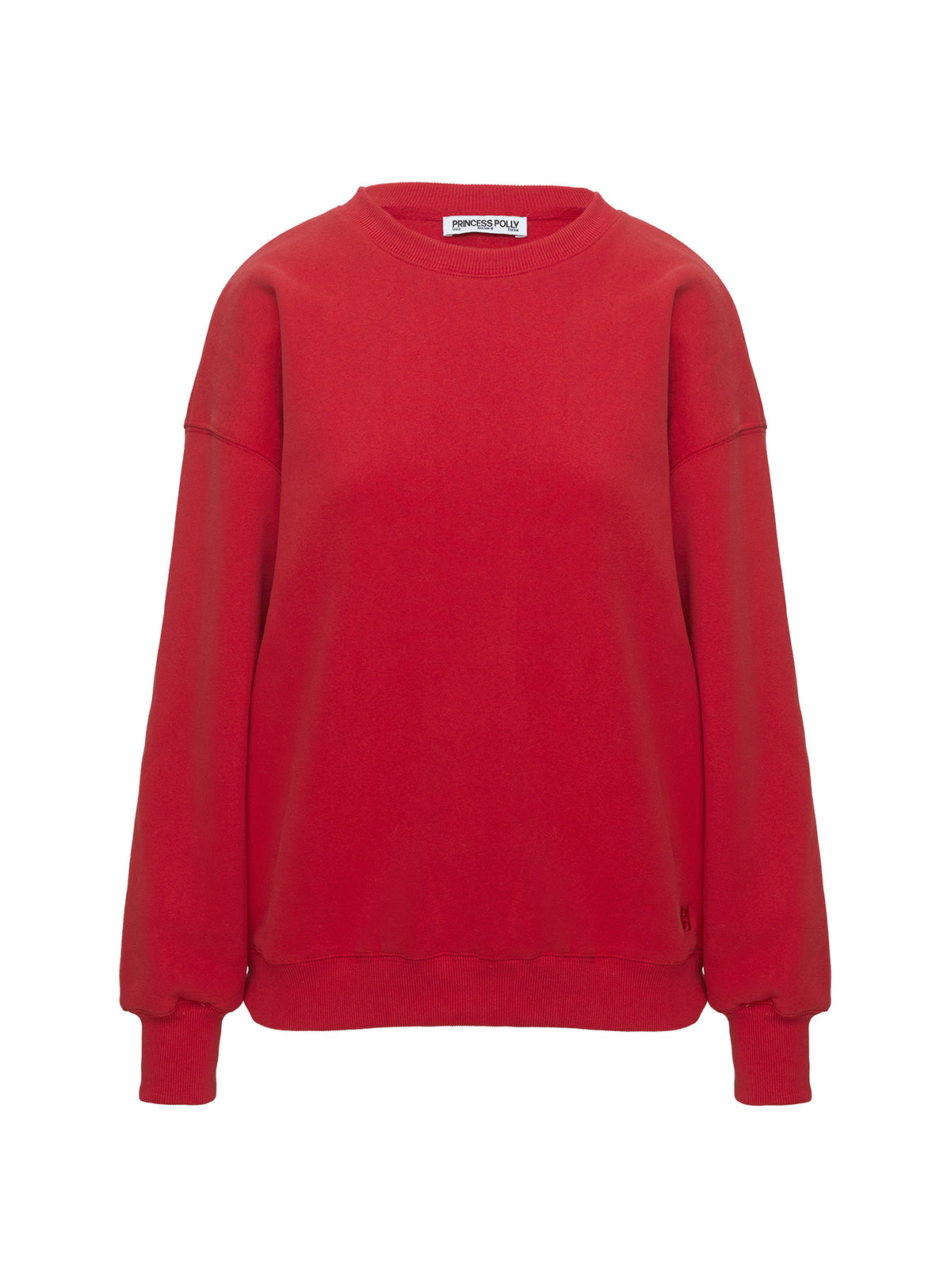 product Princess Polly Dream Fleece Classic Crewneck Sweatshirt Red Longline Jumpers Jumpers 