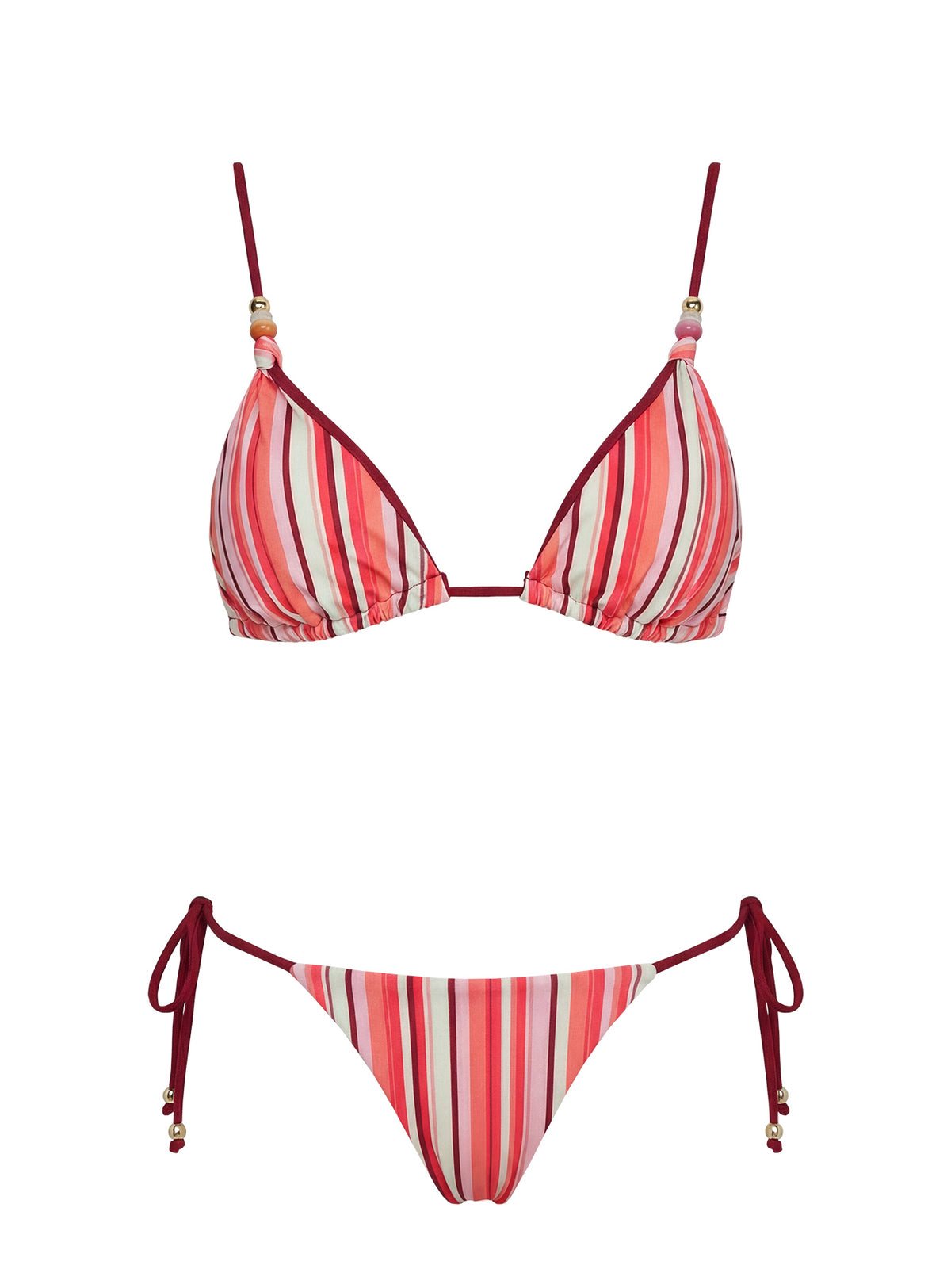 Darling Days Triangle Bead Detail Bikini Top Orange Stripe