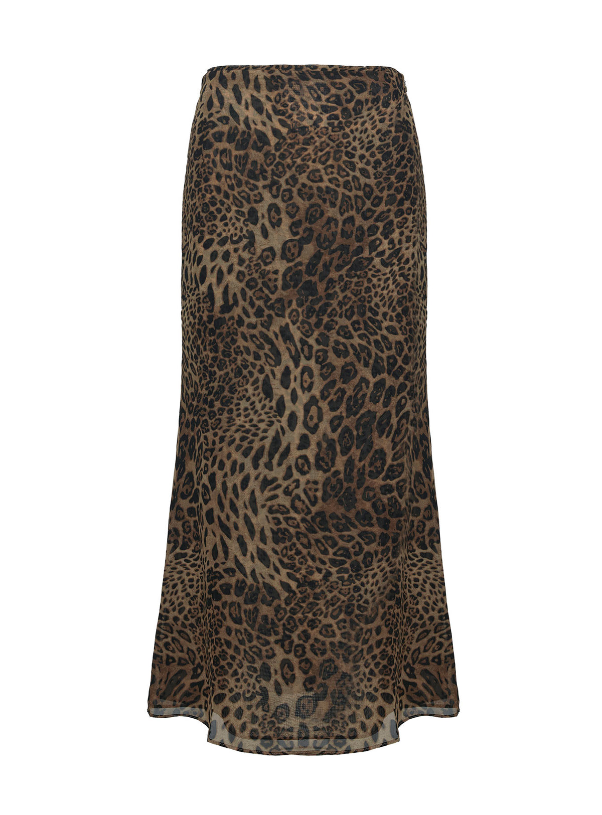 back view of model wearing Princess Polly Eleganza Maxi Skirt Leopard Maxi 