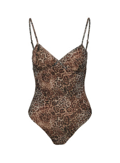 Elixia Bodysuit Leopard Sleeveless Bodysuit 