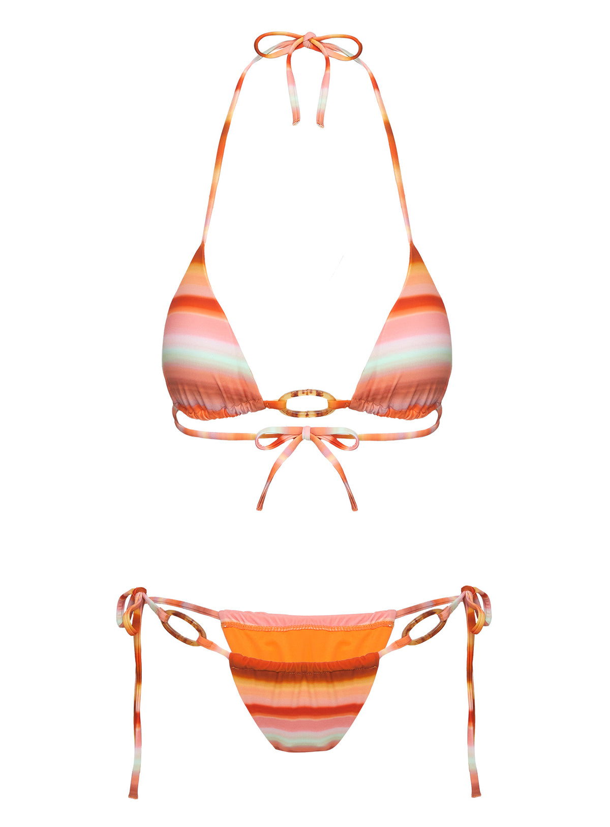 Essense Triangle Bikini Top Orange Multi