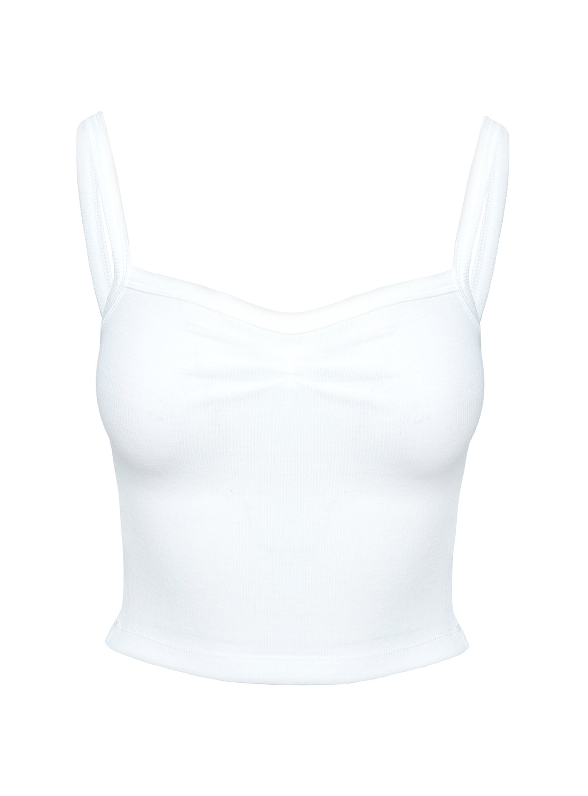 product Princess Polly Essentials Ruched Rib Cami Top White Sleeveless Sweetheart 