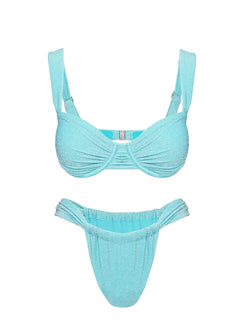 Siella Underwire Glitter Bikini Top Blue