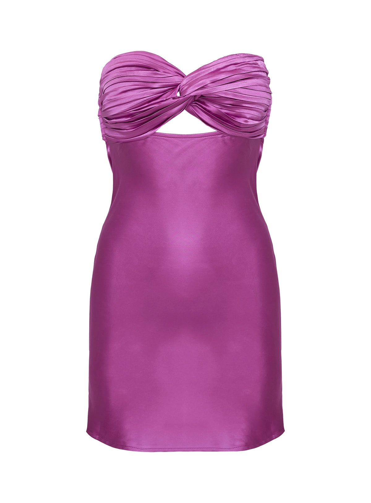 front view of model wearing Princess Polly Faviola Mini Dress Purple Sweetheart Neckline 