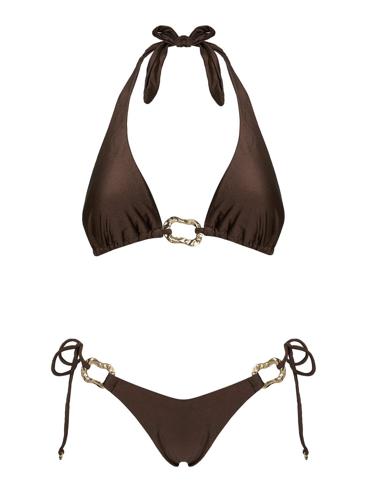 Fianna Halter Hardware Bikini Top Brown