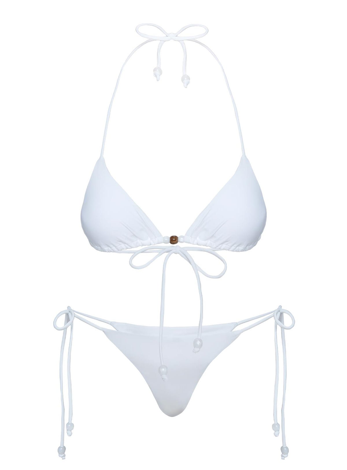 Flounder Bead Detail Triangle Bikini Top White