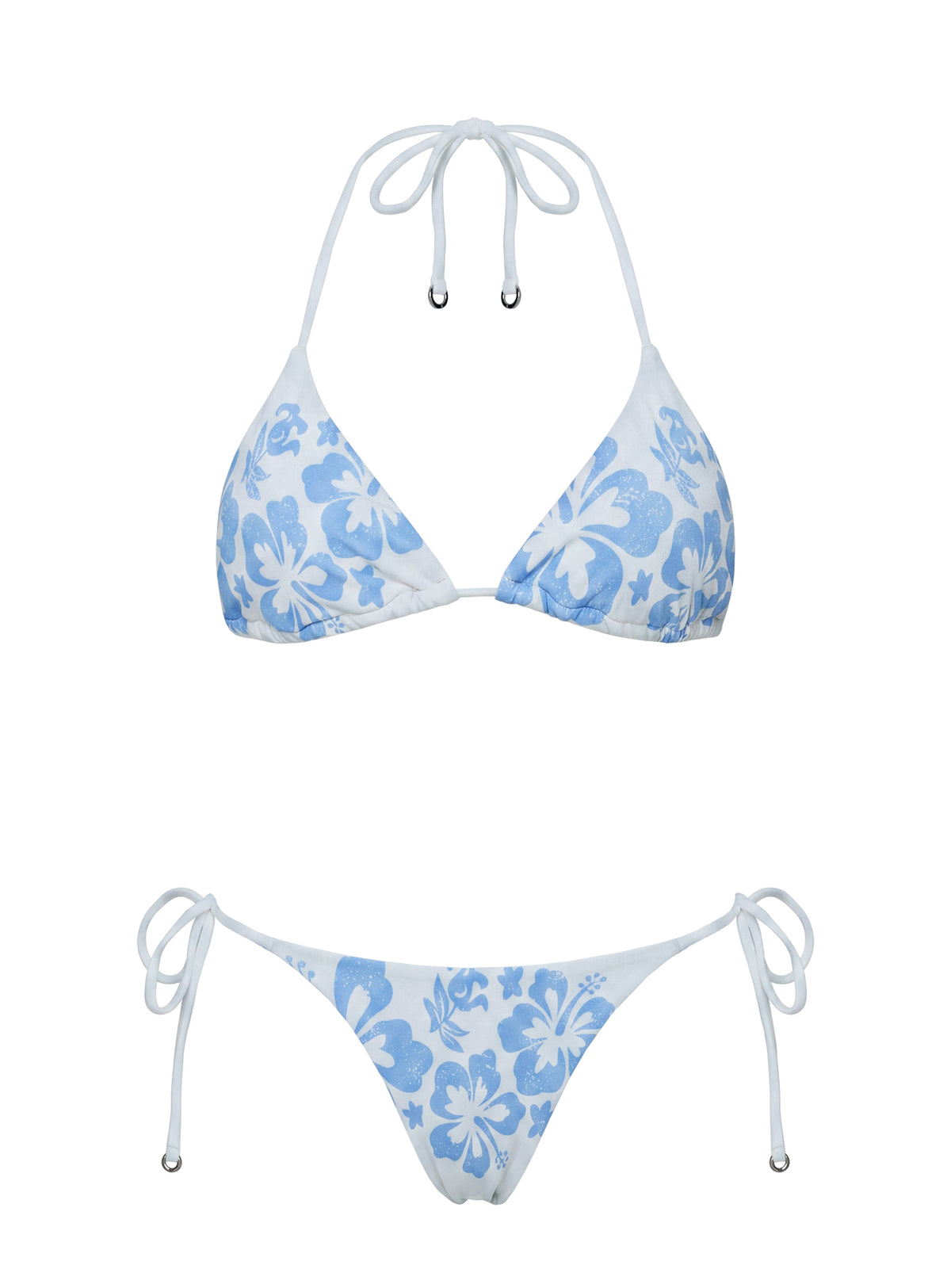 Jenner Triangle Bikini Top Blue / White Hibiscus