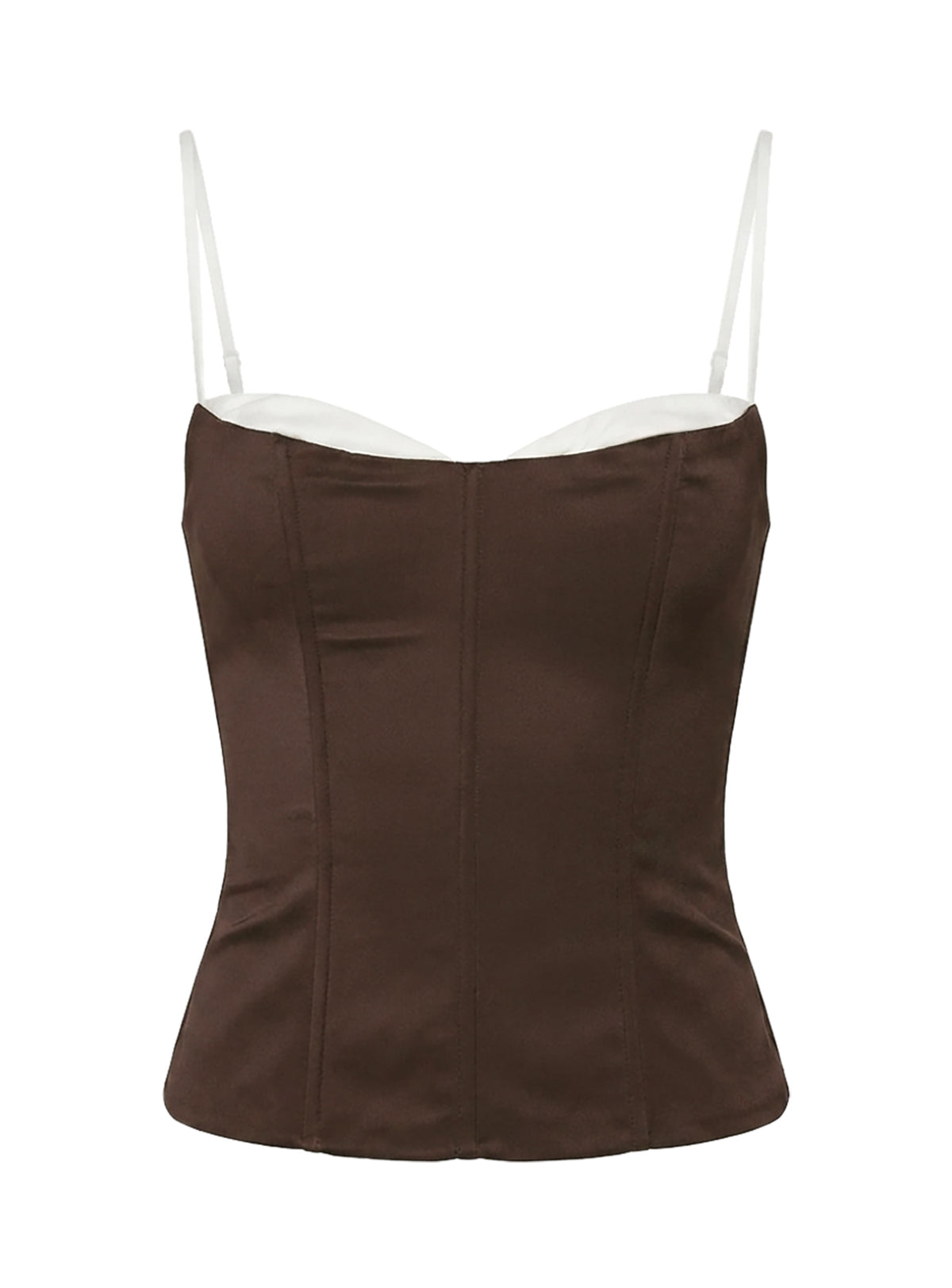 Somani Layered Corset Top Chocolate / White