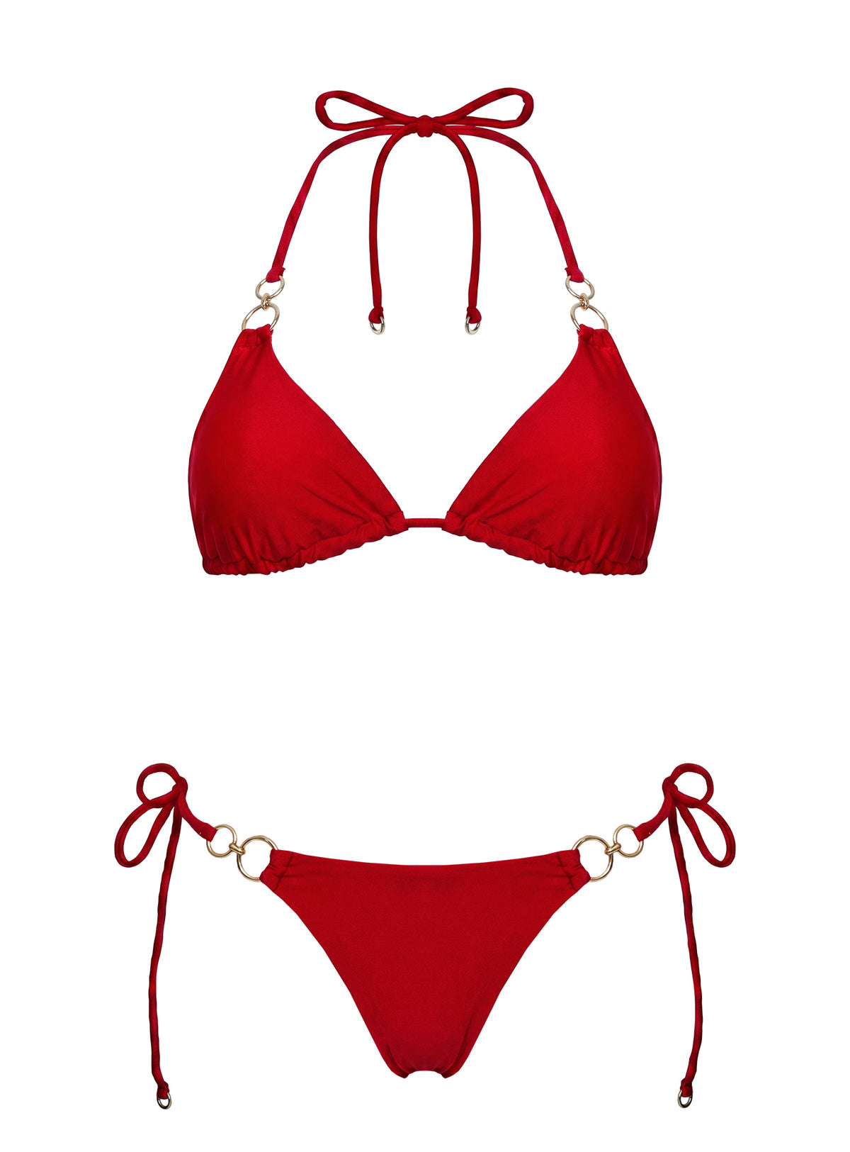 Sun Drenched Hardware Detail Bikini Top Red