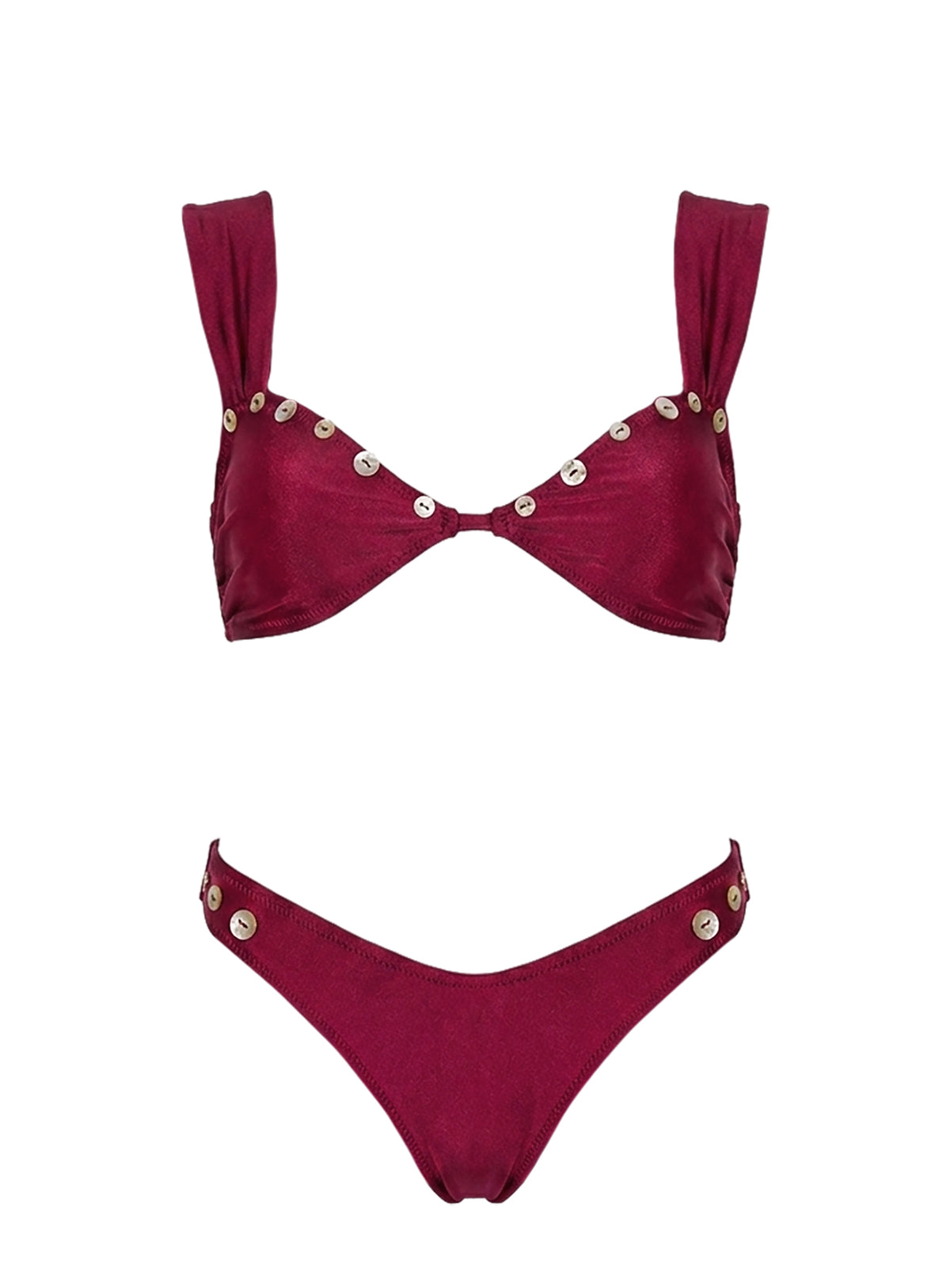 Sunset Club Shell Detail Bikini Top Plum