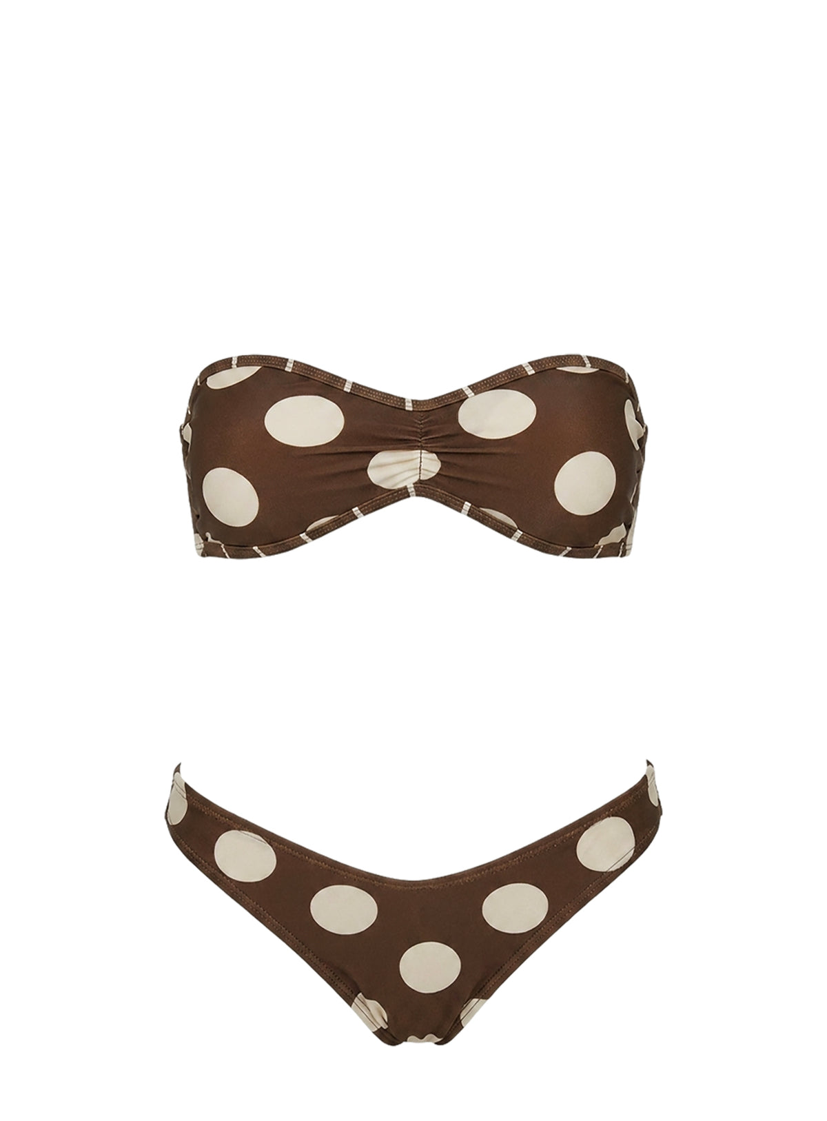 Calbira Cheeky Bikini Bottoms Brown / Cream Polka