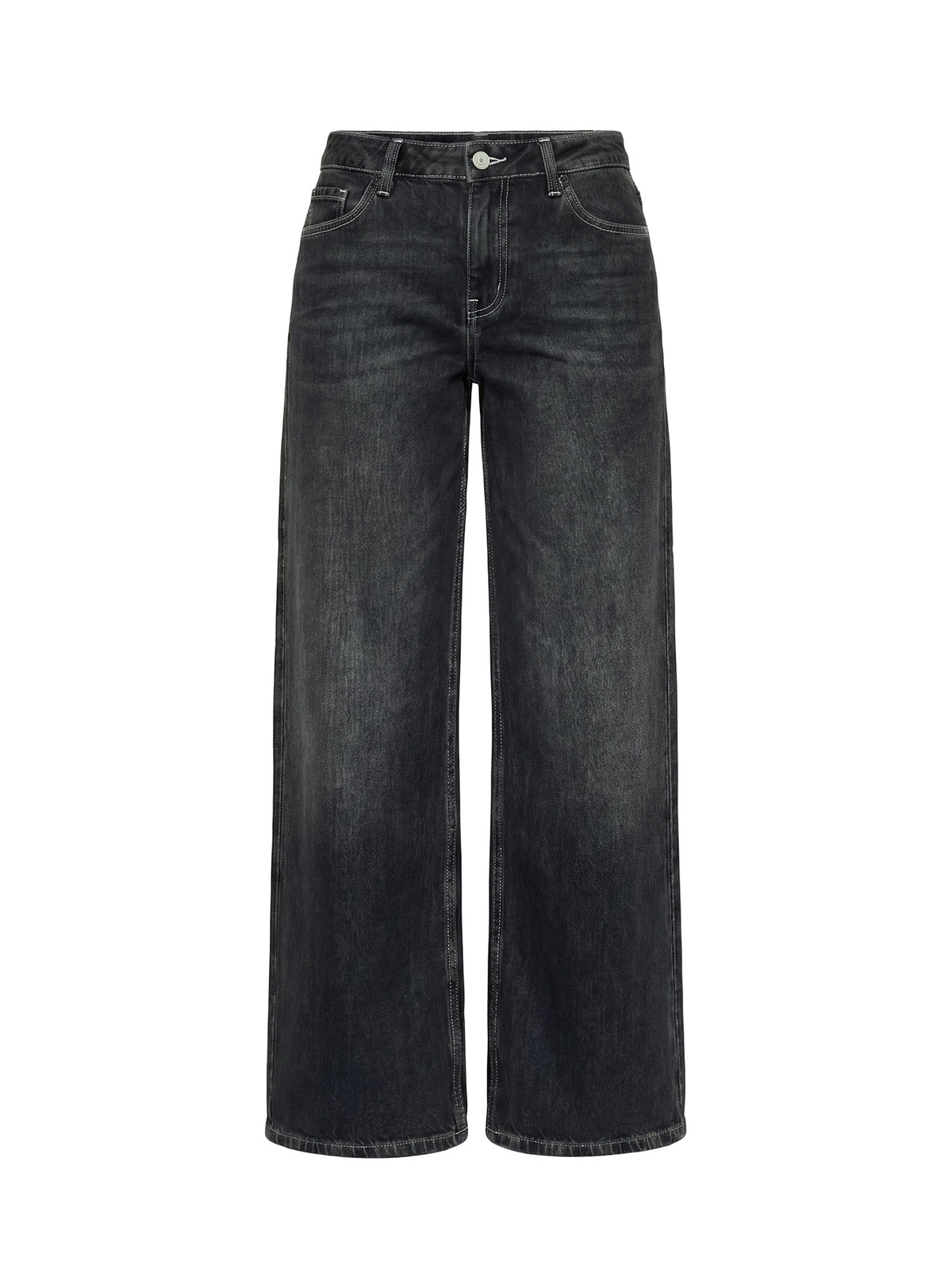 Ramos Low Rise Wide Leg Denim Jeans Dark Grey Wash