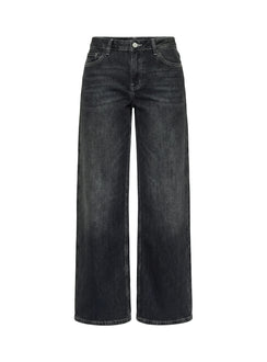 Ramos Low Rise Wide Leg Denim Jeans Dark Grey Wash