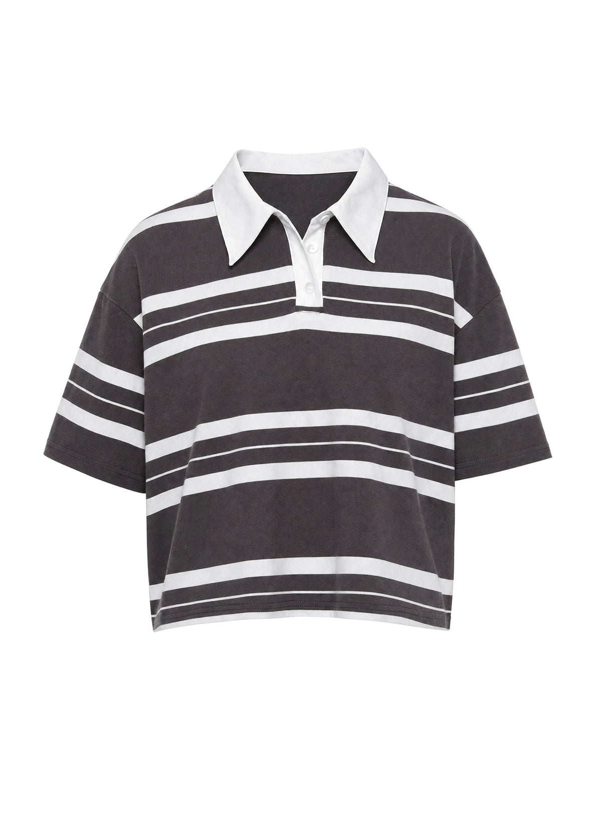 Aaren Boxy Polo Top Brown Stripe