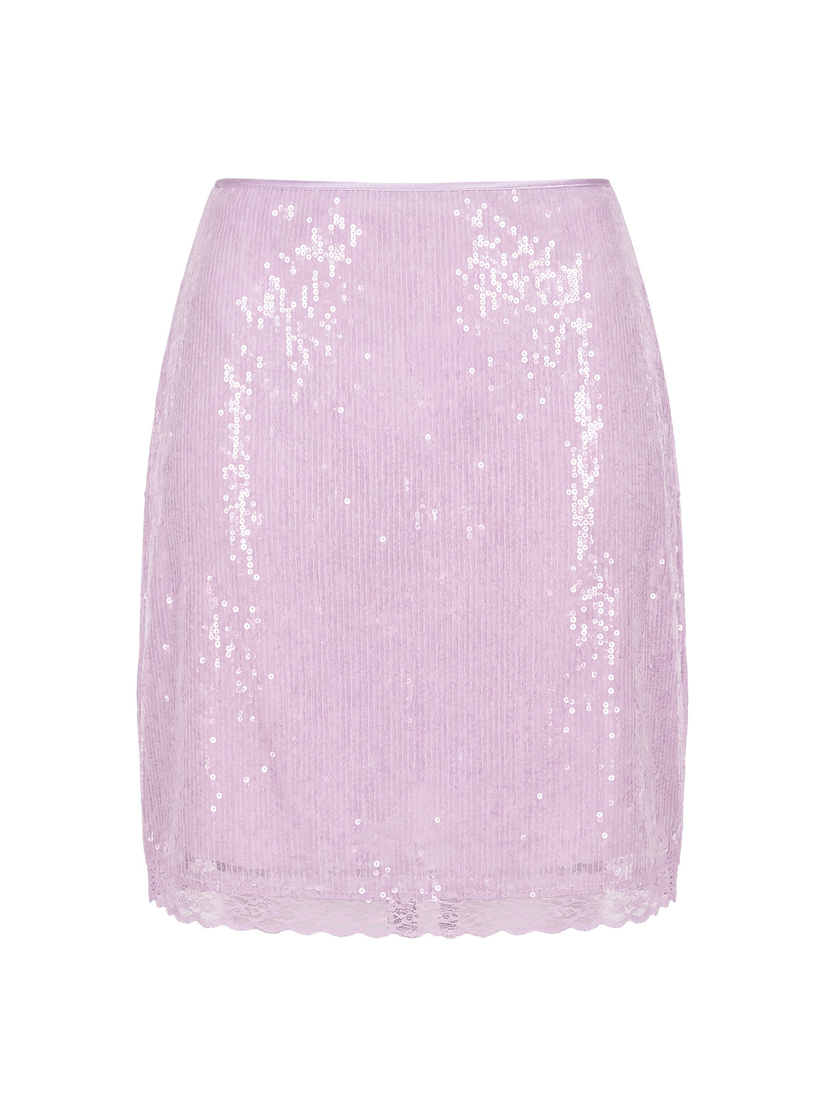 Addisa Sequin Lace Midi Skirt Lilac