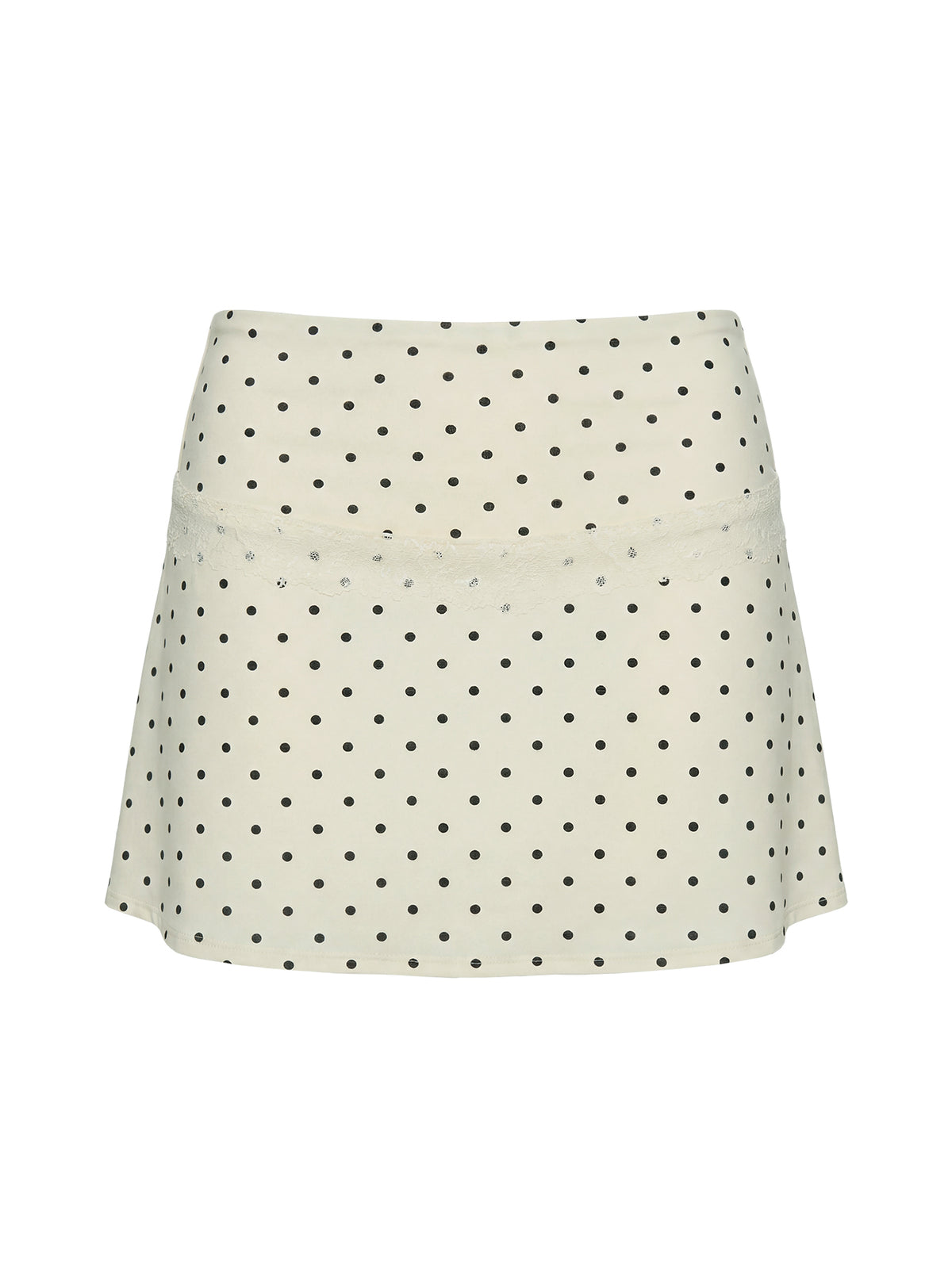 Amia Lace Mini Skirt Cream Polka Dot Mini Skirts Skirts 