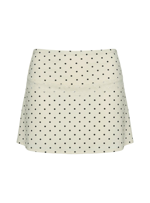 Amia Lace Mini Skirt Cream Polka Dot Mini Skirts Skirts 