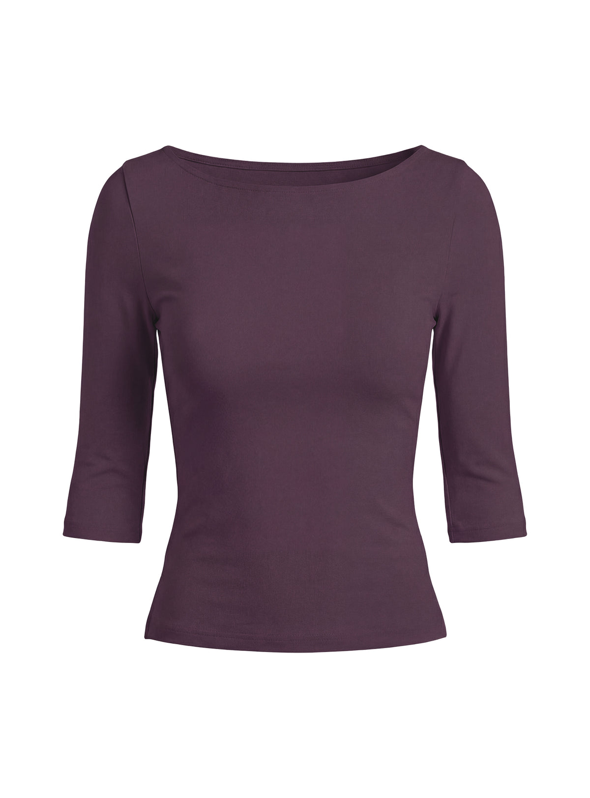 Daily Define Boatneck 3/4 Sleeve Top Aubergine