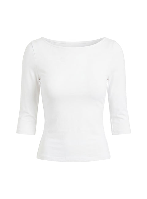 Daily Define Boatneck 3/4 Sleeve Top White