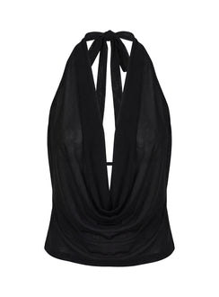 Carefree Days Cowl Neck Top Black