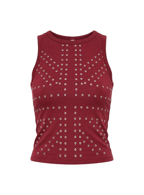 Carlianna Studded Top Burgundy