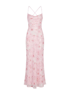 Celena Maxi Dress Pink Floral Burnout