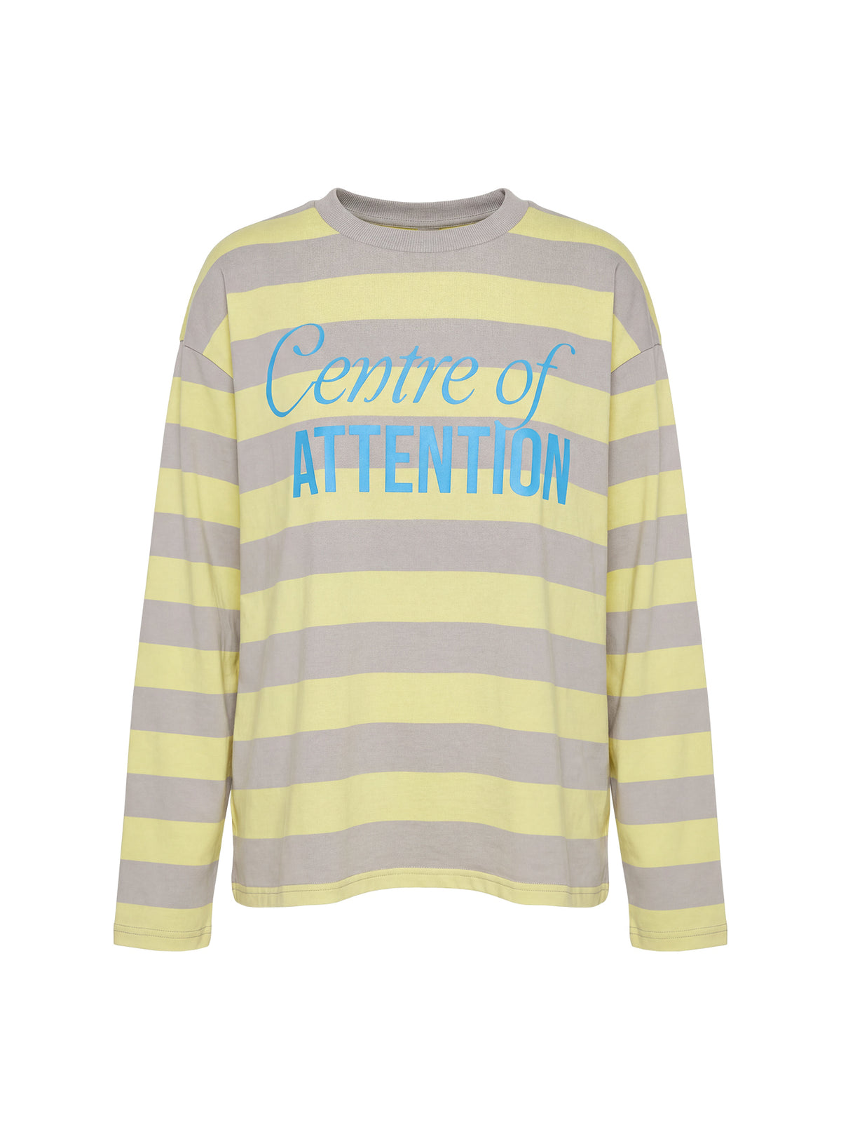 Centre Of Attention Oversized Graphic Long Sleeve Top Yellow / Grey Stripe