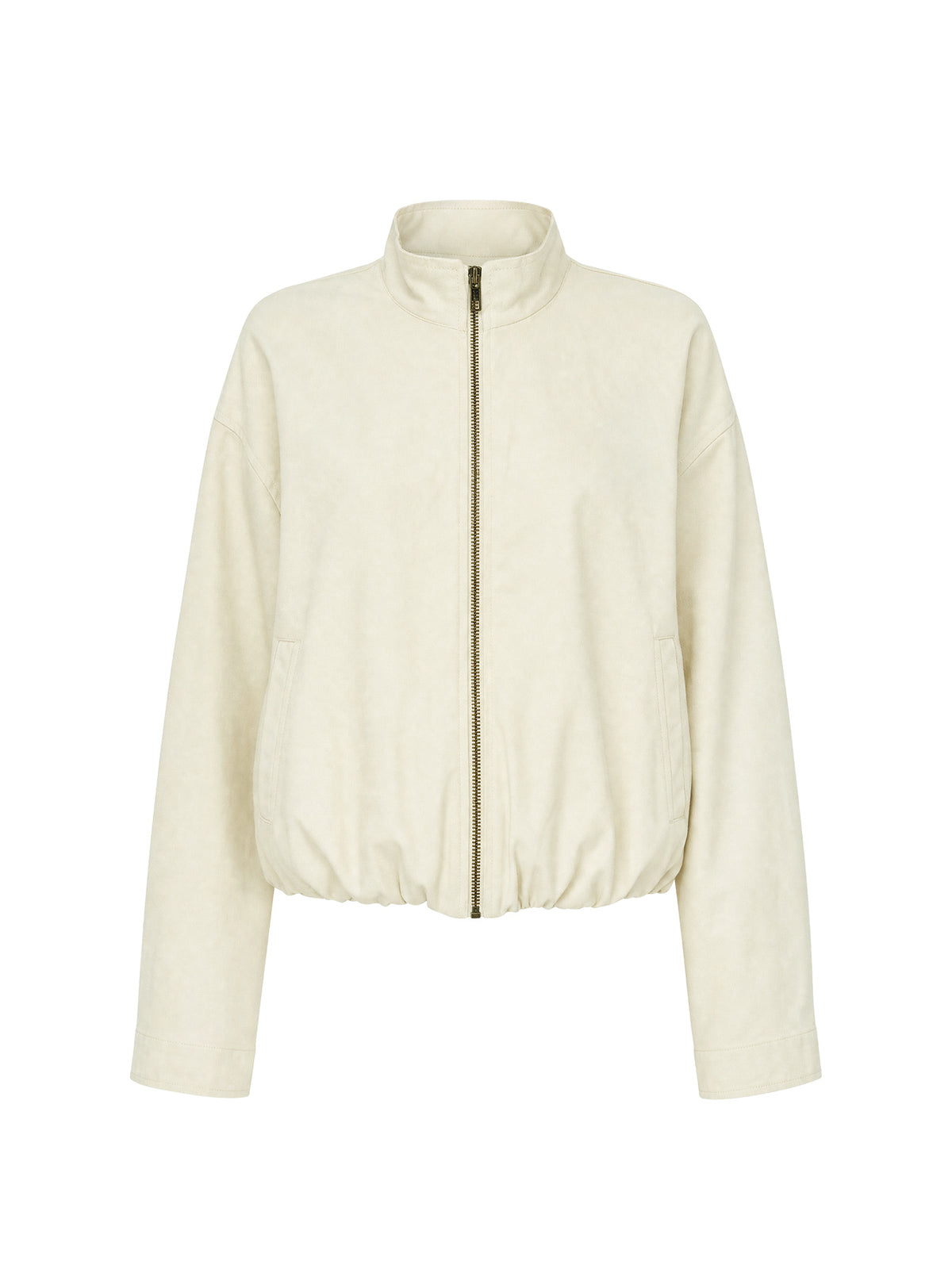 Chayden Cropped Canvas Bomber Jacket Cream