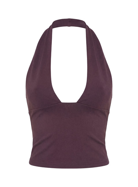 Daily Define Halter Tank Top Aubergine
