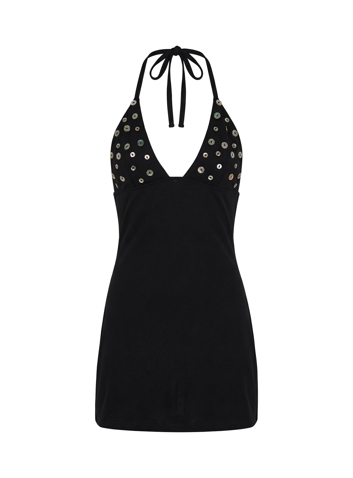 Chyna Halter Button Mini Dress Black