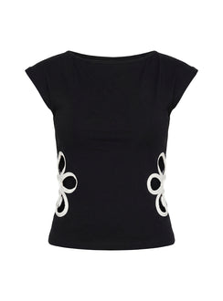 Currents Cut Out Detail Top Black