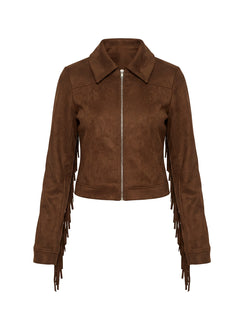Dakohda Fringe Jacket Chocolate Brown