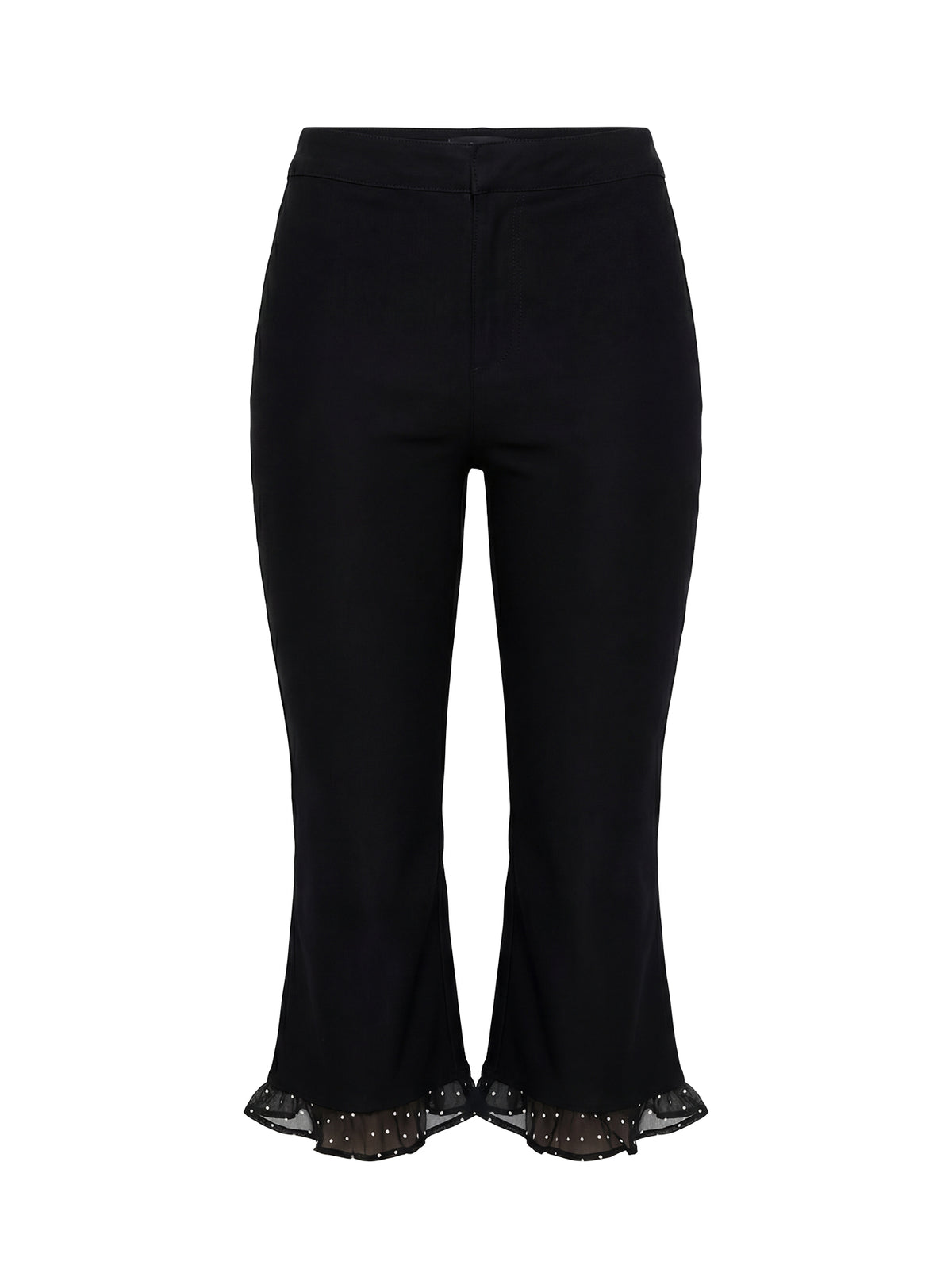 Darsie Frill Capri Black Polka Dot High Rise Pants Pants 