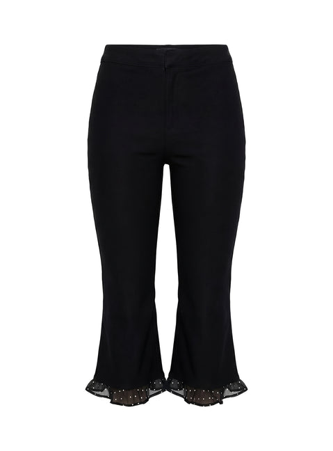 Darsie Frill Capri Black Polka Dot High Rise Pants Pants 