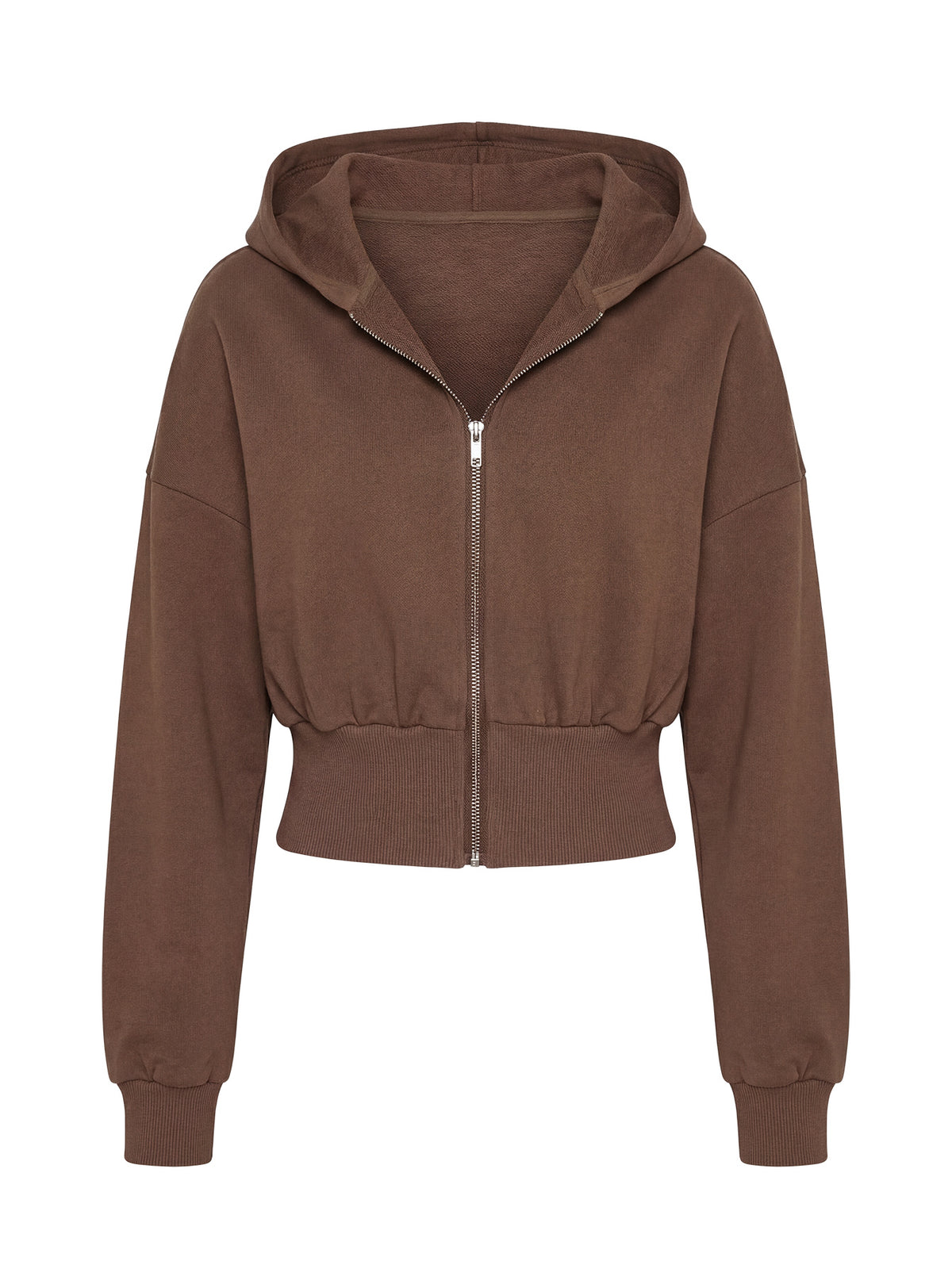 Highlighting the Daytime Cropped Blouson Hoodie Cocoa womens-jumpers with short length detail product Princess Polly