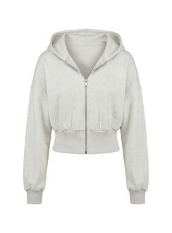 Showcasing the Daytime Cropped Blouson Hoodie Snow Marle womens-jumpers with short oversized length product Princess Polly