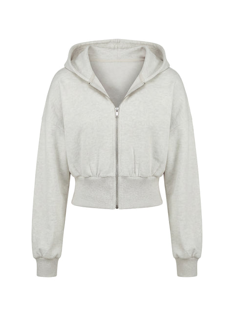 Showcasing the Daytime Cropped Blouson Hoodie Snow Marle womens-jumpers with short oversized length product Princess Polly