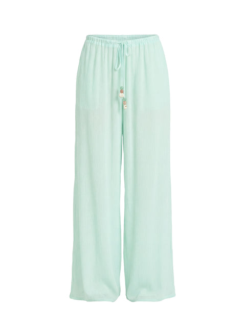 Distinction Chiffon Pants Aqua Mid Rise Pants Pants 