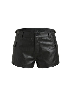 Domination Faux Leather Shorts Black Petite