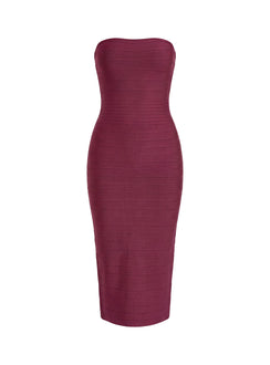 Eastonn Strapless Bandage Midi Dress Plum