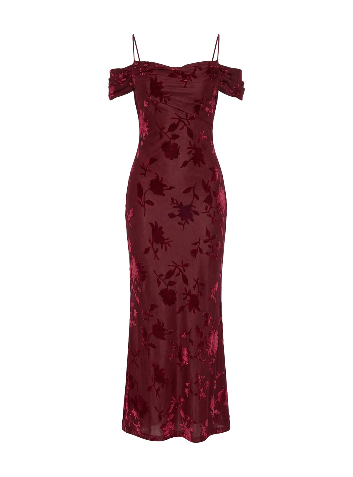 Green Gables Burnout Maxi Dress Burgundy