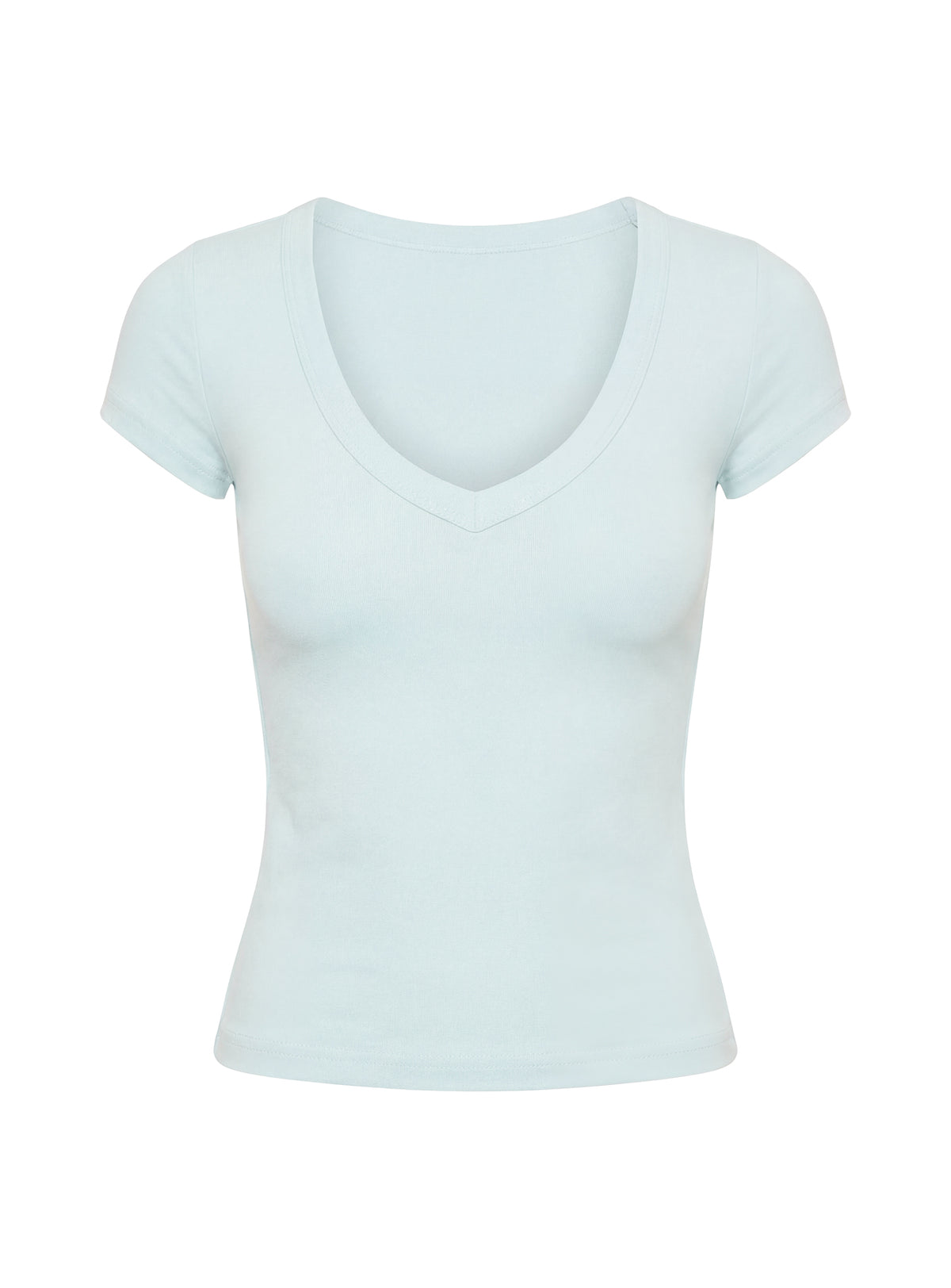 Daily Define Deep V Short Sleeve Top Icy Blue