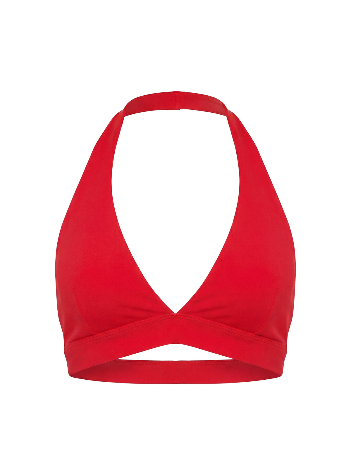 In Motion Active Plunge Halter Crop Top Red