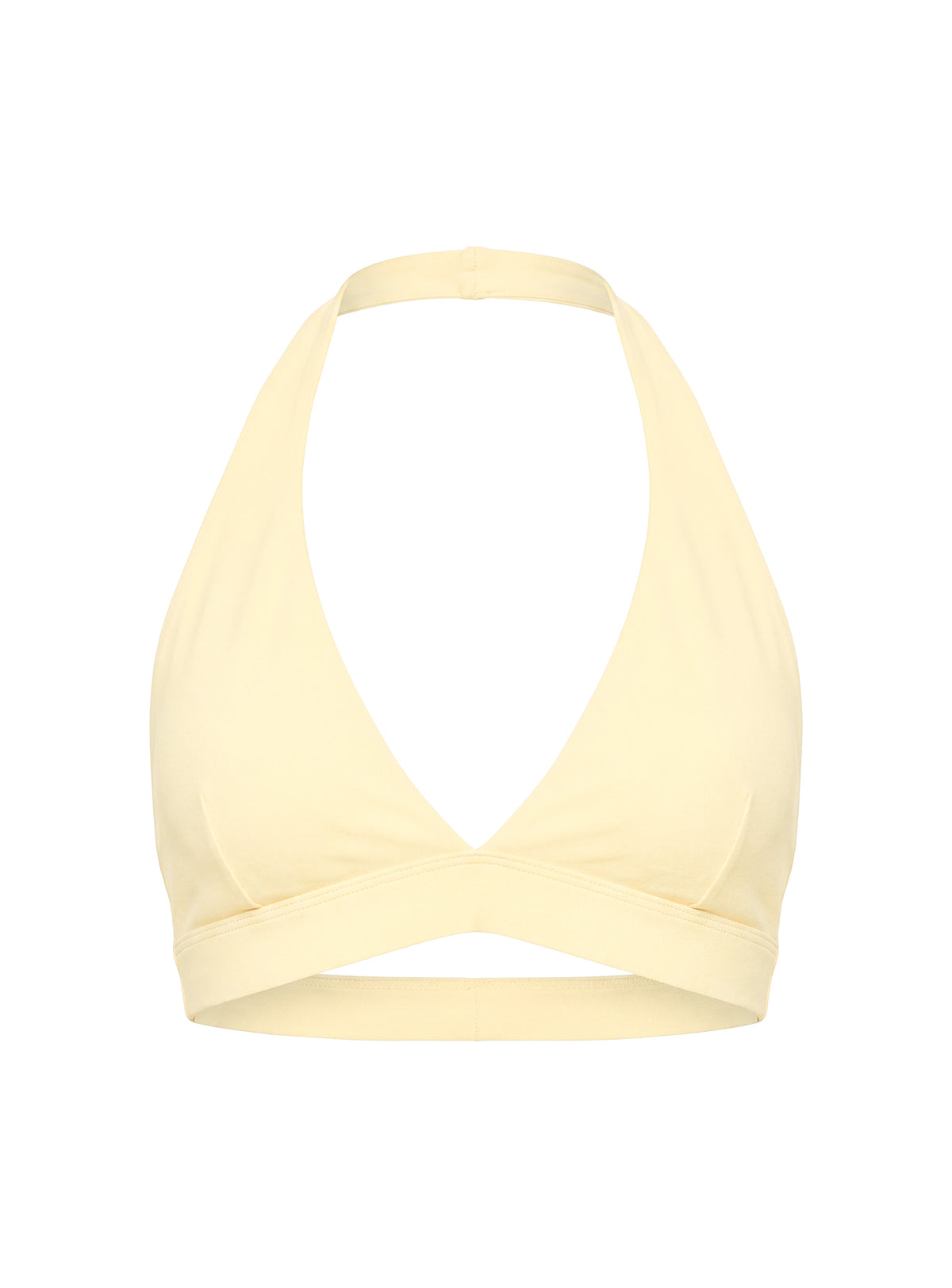 In Motion Active Plunge Halter Crop Top Yellow